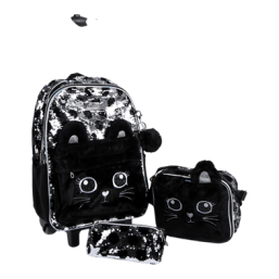 16 Inch Trolley Bag 3 Pcs Set - Black Cat